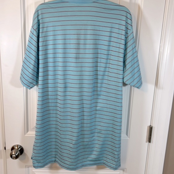 Peter Millar golf polo T-shirt size Large “ceramic” blue with burgundy stripes - Picture 5 of 11